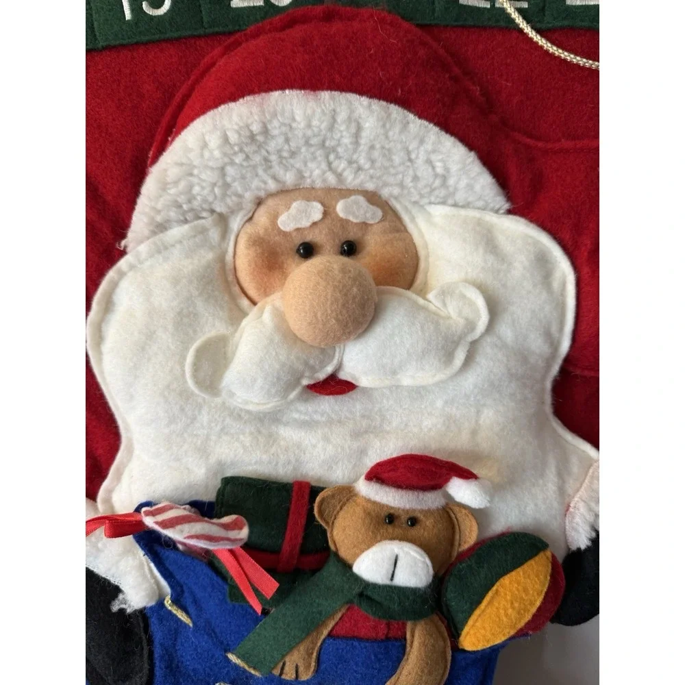 Vintage Advent Calendar Countdown Christmas Wall Hanging Santa's Bag 32